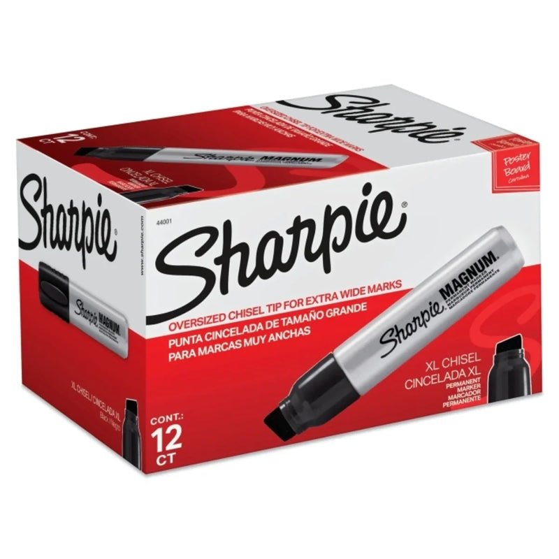 Sharpie Magnum Permanent Marker 15.0mm Chisel Tip Black 44001A (Box of 12) - SuperOffice