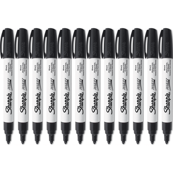 Sharpie Paint Marker Oil Based Medium 1.5mm Black Pack 12 35549 (Box 12) - SuperOffice