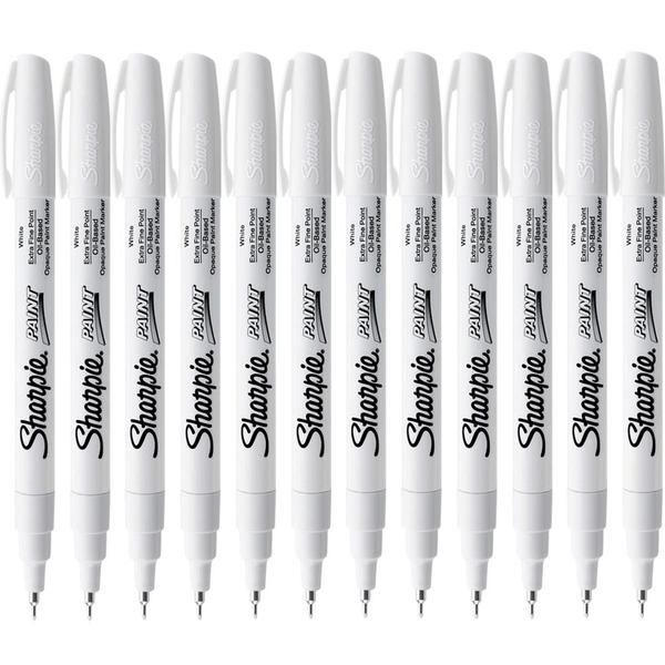 Sharpie Paint Marker Pen Oil Based Extra Fine 0.4mm White Pack 12 35531 (Box 12) - SuperOffice