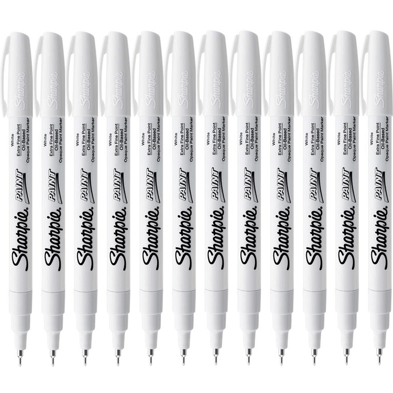 Sharpie Paint Marker Pen Oil Based Extra Fine 0.4mm White Pack 12 35531 (Box 12) - SuperOffice
