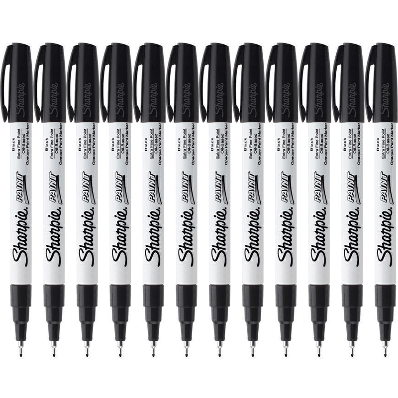 Sharpie Paint Marker Pen Oil Based Extra Fine Tip 0.4mm Black Pack 12 35526 (Box 12) - SuperOffice