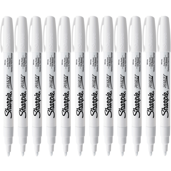 Sharpie Paint Marker Pen Oil Based Fine 1.0mm White Pack 12 35543 (Box 12) - SuperOffice