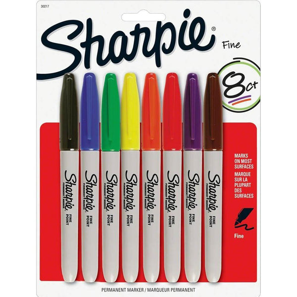 Sharpie Permanent Marker Bullet Point Fine 1.0Mm Assorted Pack 8 30217PP - SuperOffice