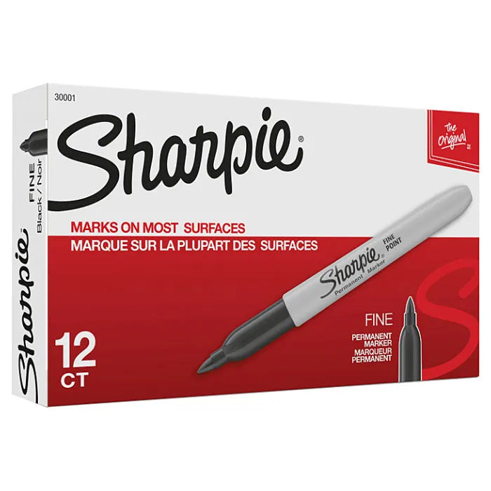 Sharpie Permanent Marker Fine Point 1.0mm Black Box 12 30001B - SuperOffice