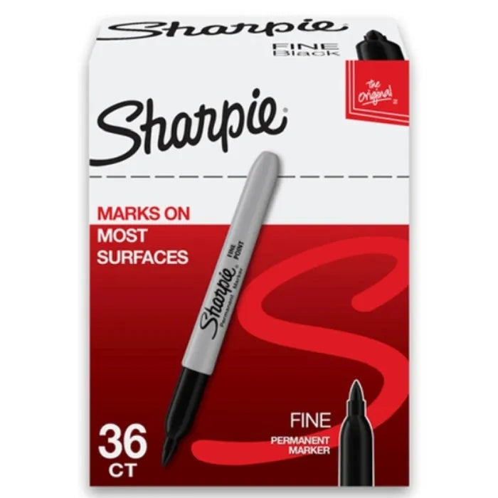 Sharpie Permanent Marker Fine Point 1.0mm Black Box 36 1884739 - SuperOffice