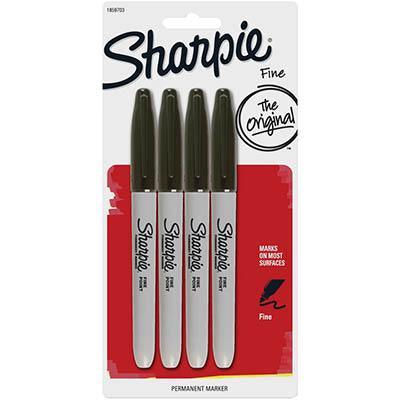Sharpie Permanent Marker Fine Point 1.0Mm Black Pack 4 1859703 - SuperOffice