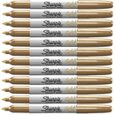 Sharpie Permanent Marker Fine Point 1.0mm Metallic Gold Box 12 1823889 (Box 12) - SuperOffice