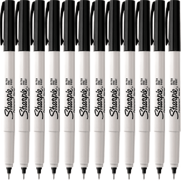 Sharpie Permanent Marker Pen Ultra Fine 0.3mm Black Box 12 37121 (Box 12) - SuperOffice