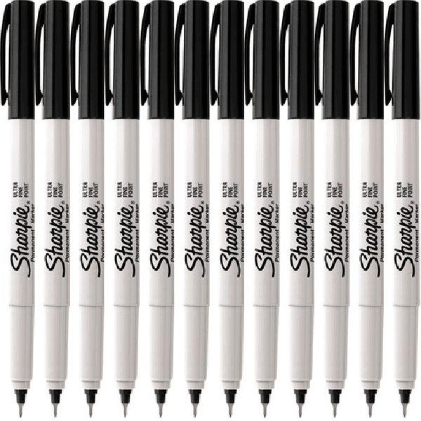 Sharpie Permanent Marker Pen Ultra Fine 0.3mm Black Box 12 37121 (Box 12) - SuperOffice