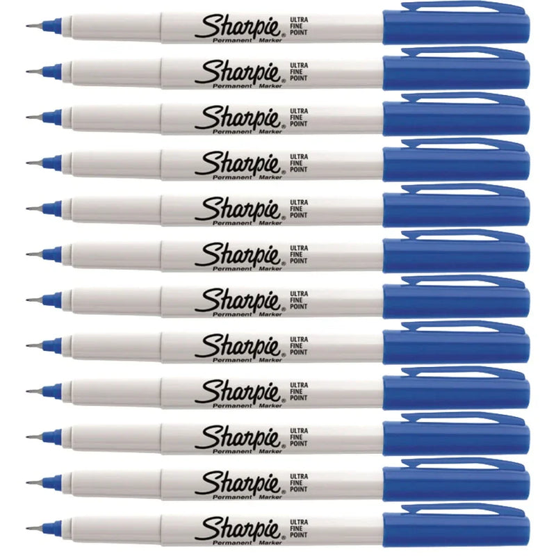 Sharpie Permanent Marker Ultra Fine 0.3mm Blue Pack 12 37003 (Box 12) - SuperOffice