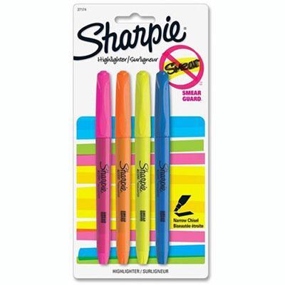 Sharpie Pocket Accent Highlighter Chisel Point 2.7Mm Assorted Pack 4 27174PP - SuperOffice