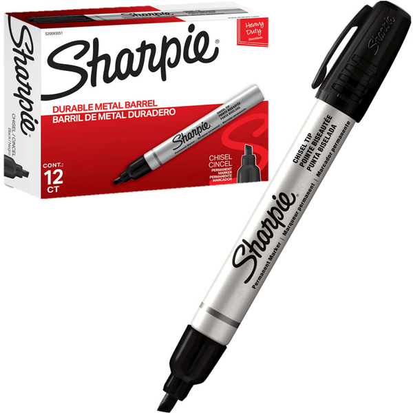 Sharpie Pro Durable Metal Permanent Marker Chisel Tip Black Box 12 S20093051 (Box 12) - SuperOffice