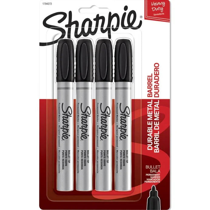 Sharpie Pro Metal Permanent Marker Bullet Point 4mm Black Pack 4 1794272 - SuperOffice