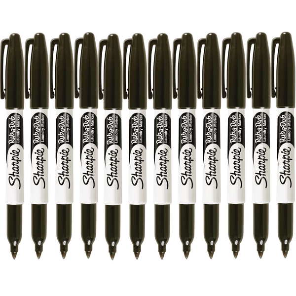 Sharpie Rub-A-Dub Laundry Marker Permanent Black 1.0mm Pack 12 31101PP (12 Pack) - SuperOffice