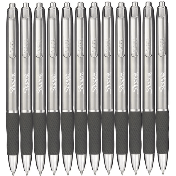 Sharpie S-Gel GunMetal Grey Retractable 0.7mm Pen Black Box 12 2134918 (Box 12) - SuperOffice