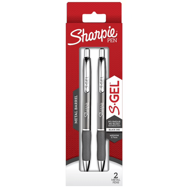 Sharpie S-Gel GunMetal Grey Retractable 0.7mm Pen Black Box 12 2134918 (Box 12) - SuperOffice