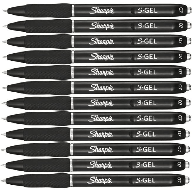 Sharpie S-Gel Retractable 0.7mm Pen Black Box 12 2096160 (Box 12) - SuperOffice