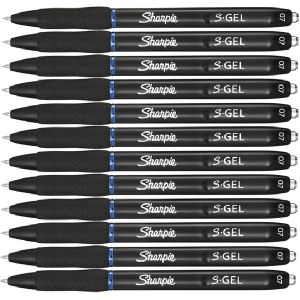 Sharpie S-Gel Retractable 0.7mm Pen Blue Box 12 2096184 (Box 12) - SuperOffice