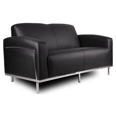 Sienna Lounge Two Seater Chrome Frame Pu Cover Black YS902-BLACK - SuperOffice