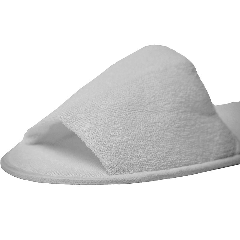 Slimline Terry Cotton Slip On Slippers White Hotel/Bath/Guest Pack 100 Pairs Bulk 576090 (100 Pairs) - SuperOffice