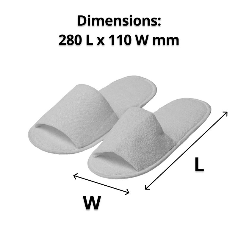 Slimline Terry Cotton Slip On Slippers White Hotel/Bath/Guest Pack 200 Pairs Bulk 576090 (200 Pairs) - SuperOffice