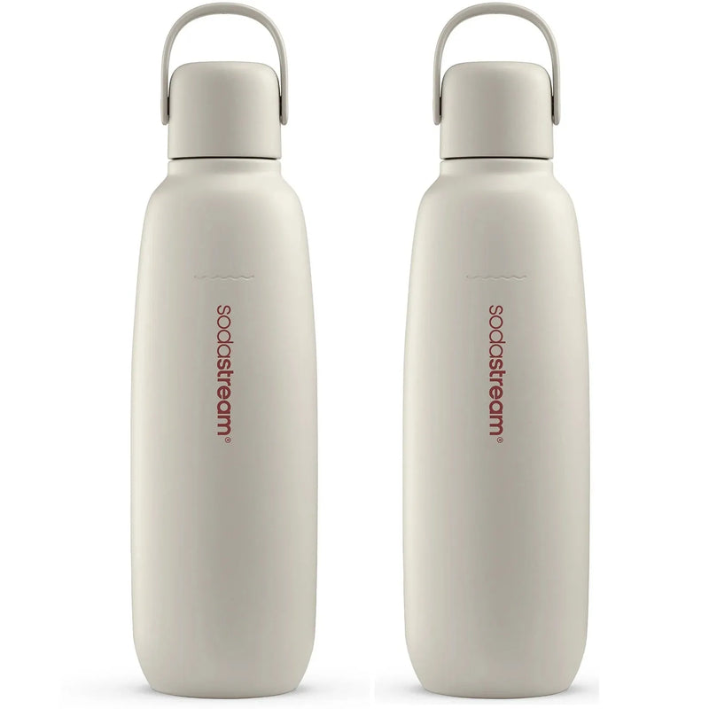 SodaStream Bottle Fizz & GO Portable Travel Cool All Metal Sand Beige 900ml 2 Pack 4062400980-06/24 (2 Pack) - SuperOffice