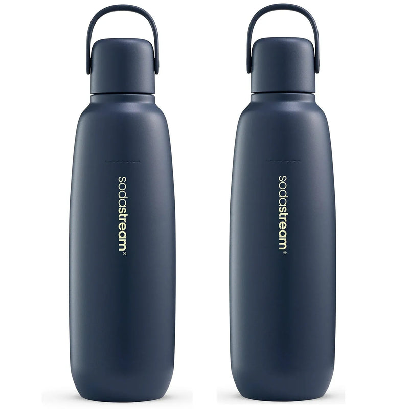 SodaStream Bottle Fizz & GO Portable Travel Cool All Metal Storm Blue 900ml 2 Pack 4062401980-06/24 (2 Pack) - SuperOffice