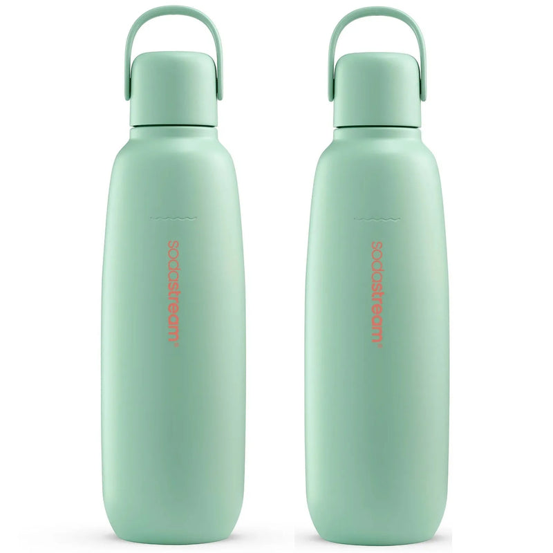 SodaStream Bottle Fizz & GO Portable Travel Cool Metal Mint Green 900ml 2 Pack 4062402980-06/24 (2 Pack) - SuperOffice