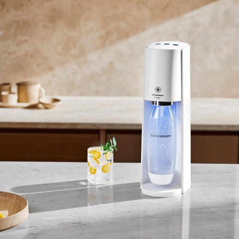Sodastream E-Terra Starter Pack Soft Fizzy Drink Sparkling Electric Maker Soda Stream White 1012911610 - SuperOffice