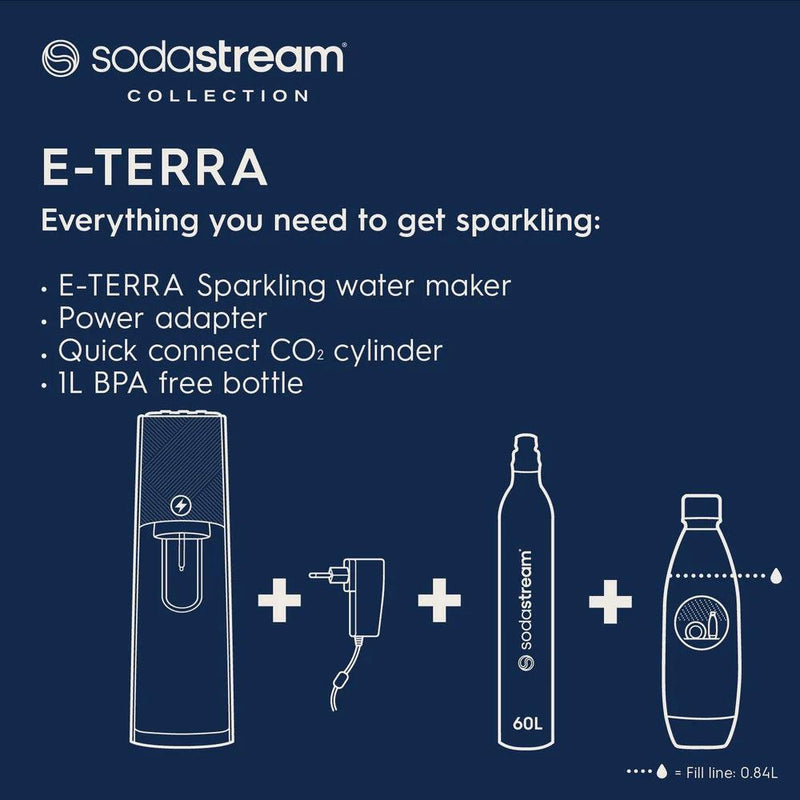 Sodastream E-Terra Starter Pack Soft Fizzy Drink Sparkling Electric Maker Soda Stream White 1012911610 - SuperOffice