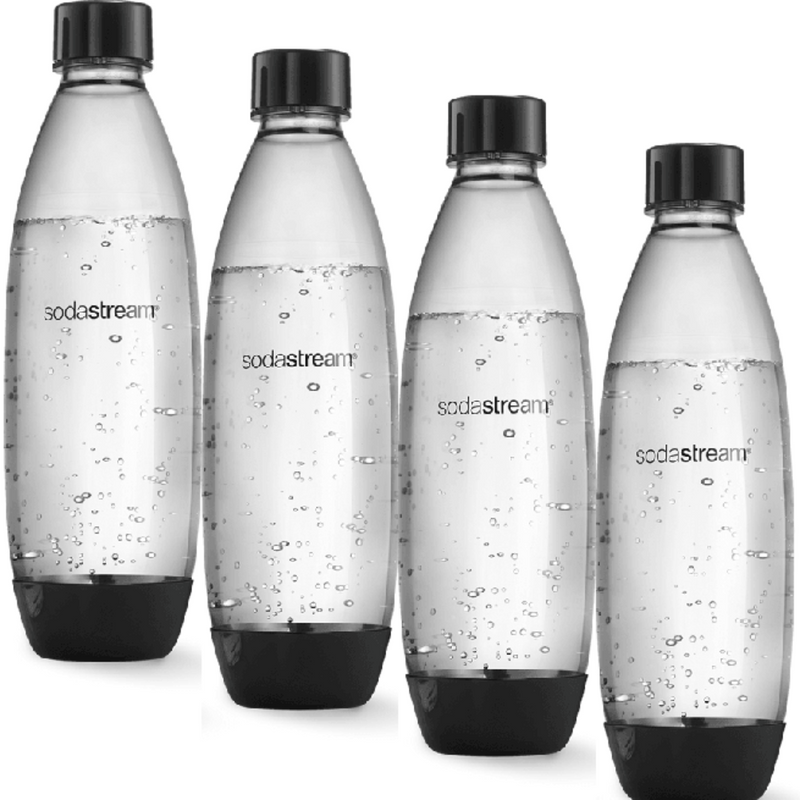 SodaStream Fuse Bottle Dishwasher Safe Carbonating Sparkling 1L 4 Pack Black 1741223610 (4 Pack) - SuperOffice