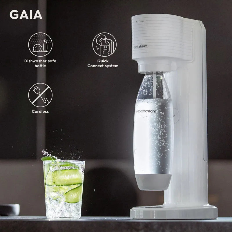 Sodastream Gaia Starter Pack Soft Fizzy Drink Sparkling Maker Soda Stream White 4012791981 - SuperOffice