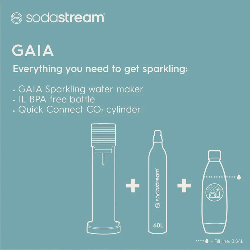 Sodastream Gaia Starter Pack Soft Fizzy Drink Sparkling Maker Soda Stream White 4012791981 - SuperOffice