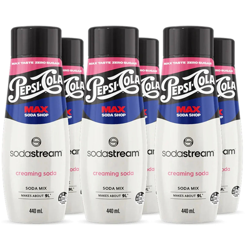 SodaStream Pepsi Max Creaming Soda Syrup Mix No Sugar 440mL Pack 6 BULK 1924241610 (6 Pack) - SuperOffice