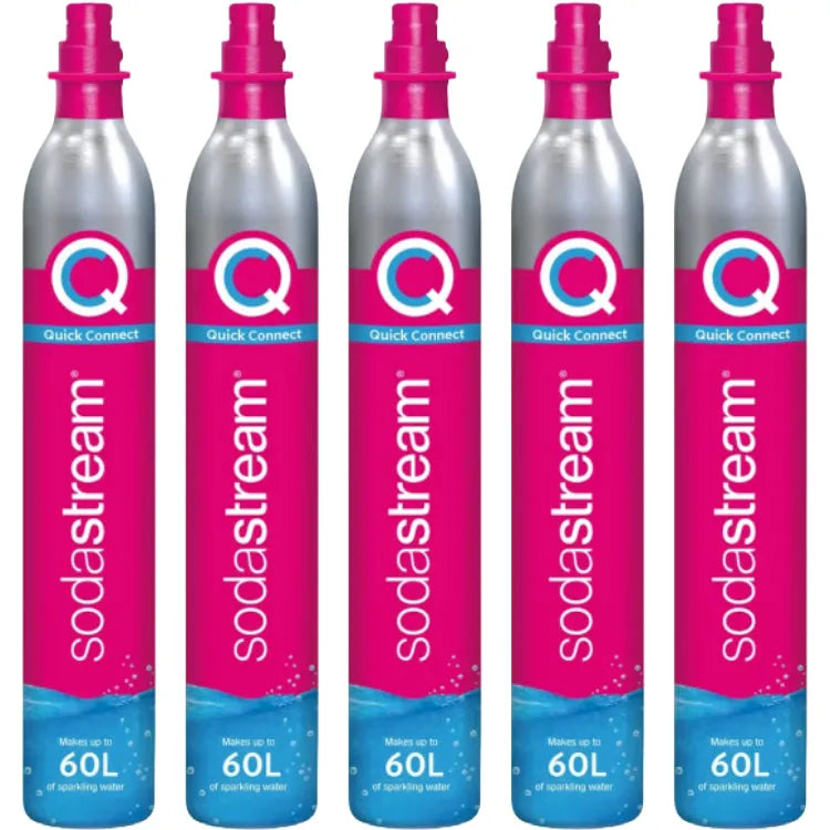 Sodastream Quick Connect Gas CO2 Cylinder 60L Refill Replacement Pink Pack 5 1132261610 (Pack 5) - SuperOffice