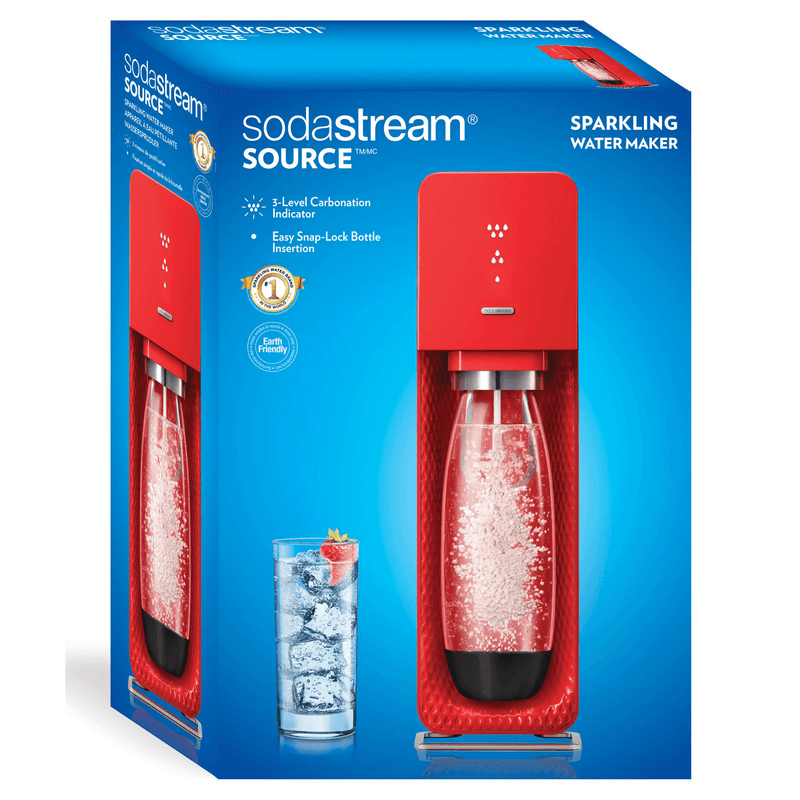 SodaStream Source Element Sparkling Carbonating Water Maker LED Indicator Starter Pack Kit 1219511614 (RED) - SuperOffice