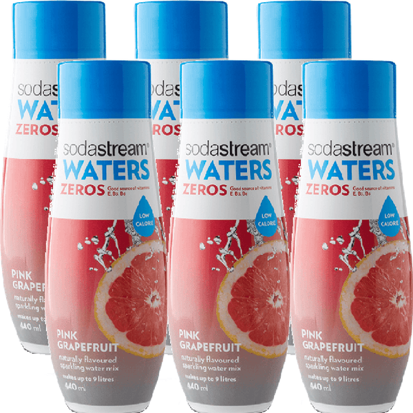 SodaStream Zero Sugar Pink Grapefruit Syrup Soda Mix 440mL Low Calorie Pack 6 BULK 1024256610 (6 Pack) - SuperOffice