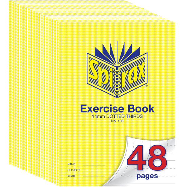 Spirax 103 Exercise Book Dotted Thirds 14mm 70Gsm 48 Page A4 20 Pack 56103 (20 Pack) - SuperOffice
