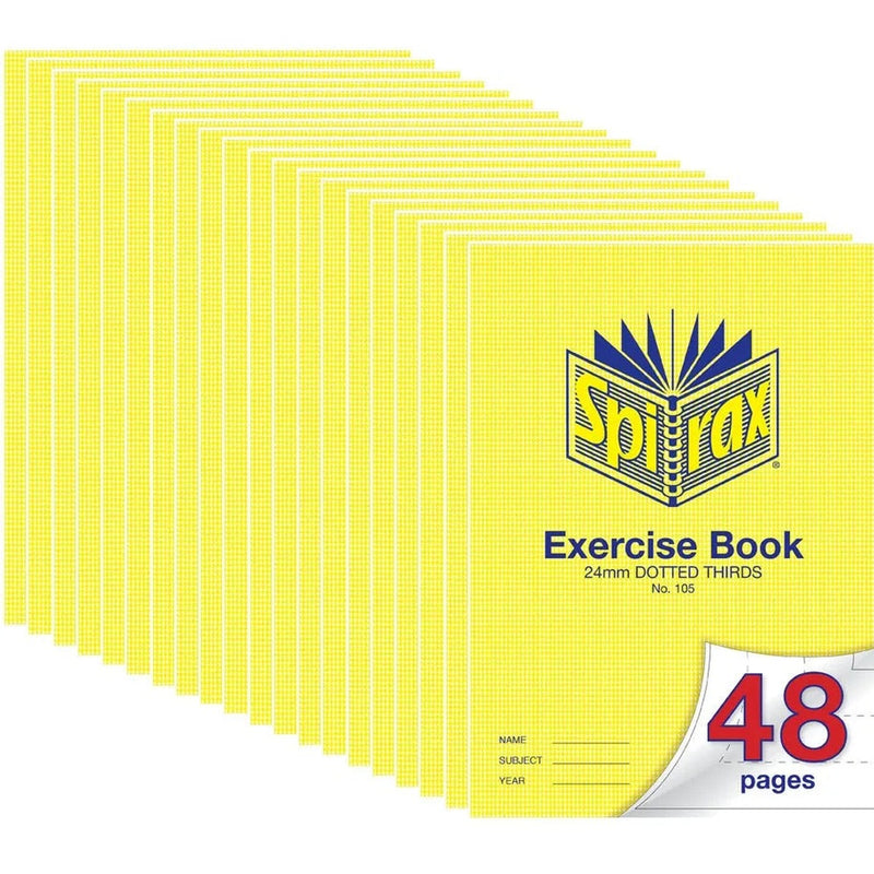 Spirax 105 Exercise Book Dotted Thirds 24mm 70GSM 48 Page A4 20 Pack 56105 (20 Pack) - SuperOffice