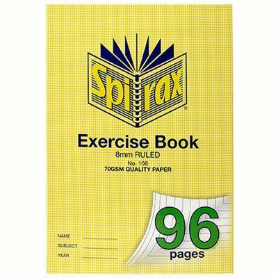 Spirax 108 Exercise Book Ruled 8Mm 70Gsm 96 Page A4 56108 - SuperOffice