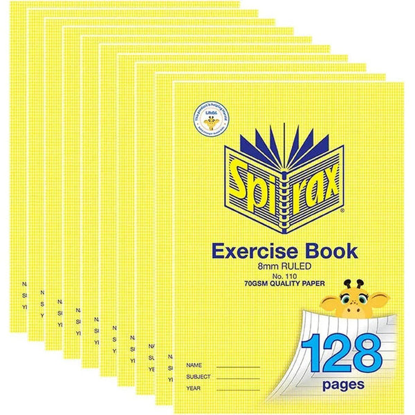 Spirax 110 Exercise Book Ruled 8mm 128 Page A4 10 Pack 56110 (10 Pack) - SuperOffice