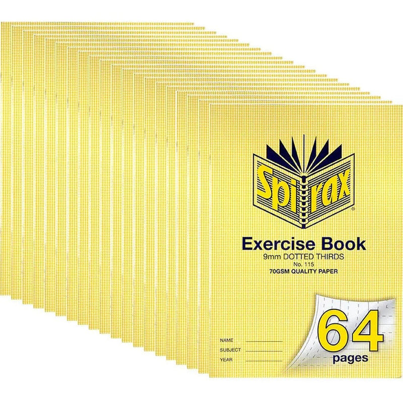 Spirax 115 Exercise Book Dotted Thirds 9mm 70GSM 64 Page A4 20 Pack 56115 (20 Pack) - SuperOffice