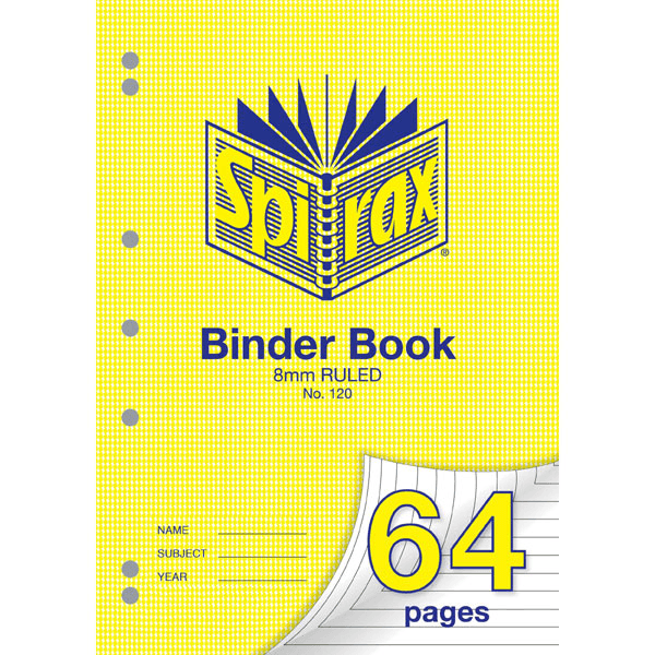 Spirax 120 Binder Notebook Book 8mm Ruled 64 Page A4 20 Pack 56120 (20 Pack) - SuperOffice