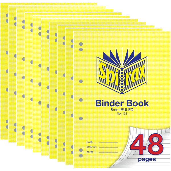 Spirax 122 Binder Book 8mm Ruled 48 Page A4 10 Pack 56122 (10 Books) - SuperOffice