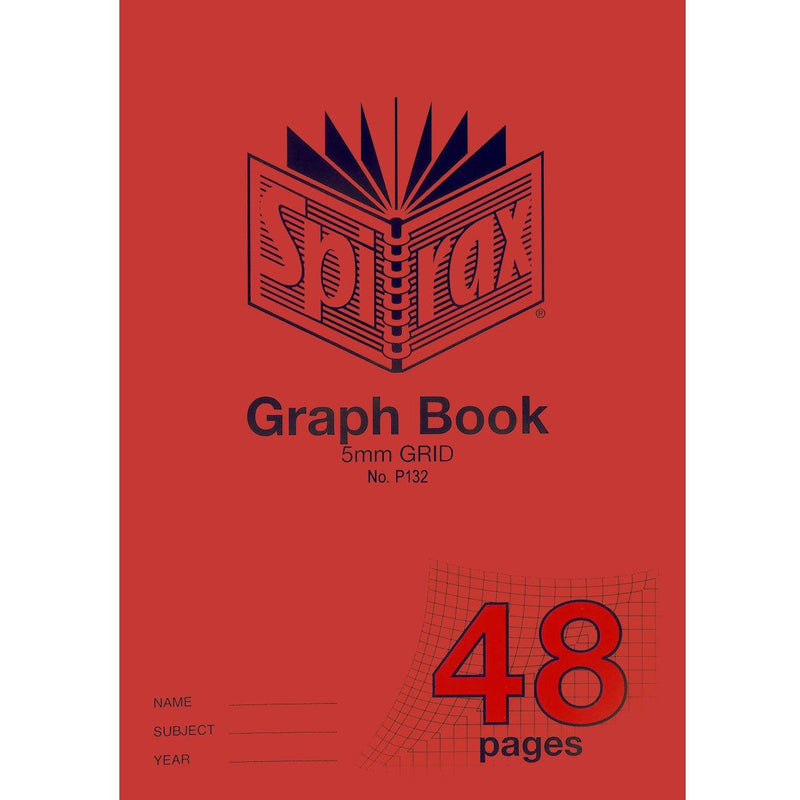Spirax 132 Graph Book 5mm Grids 48 Pages A4 Red PP Cover 20 Pack BULK 56132P (20 Pack) - SuperOffice