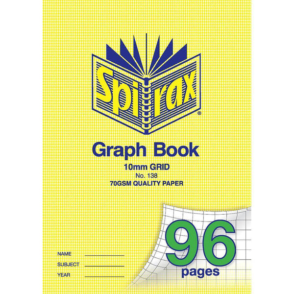 Spirax 138 Graph Book 10mm 96 Page A4 Pack 10 56138 (Pack 10) - SuperOffice