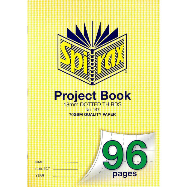 Spirax 147 Project Book 18mm Dotted Thirds 96 Page A4 56147 - SuperOffice