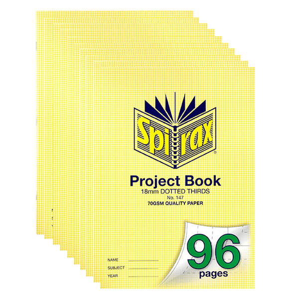 Spirax 147 Project Book 18mm Dotted Thirds 96 Page A4 Pack 10 56147-10 - SuperOffice