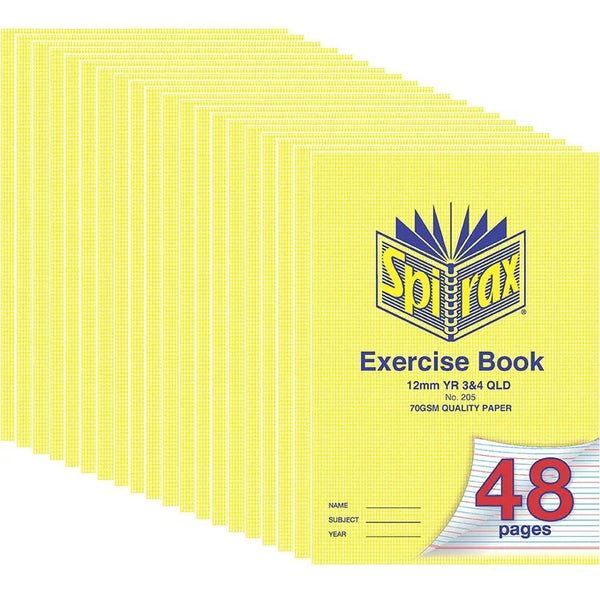 Spirax 205 Exercise Book Ruled Year 3/4 QLD 12mm 48 Page A4 20 Pack 56205 (20 Pack) - SuperOffice