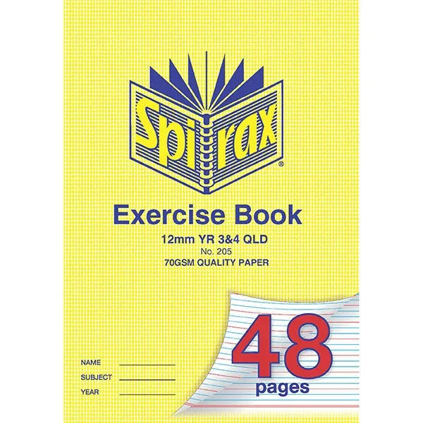 Spirax 205 Exercise Book Ruled Year 3/4 QLD 12mm 48 Page A4 20 Pack 56205 (20 Pack) - SuperOffice